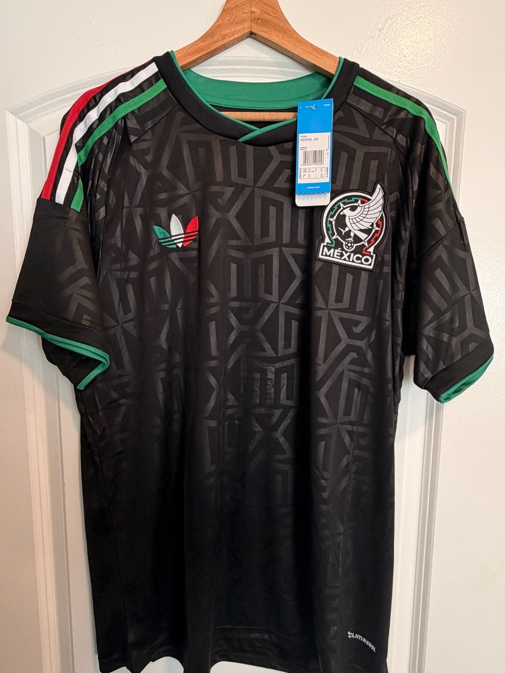 adidas Black Mexico National Team Jersey with Green & Red Accents
